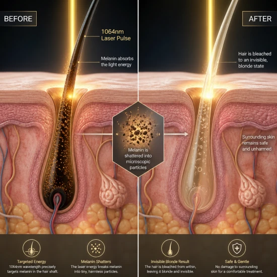 Q-switched laser hair bleaching Q-switched laser hair bleaching